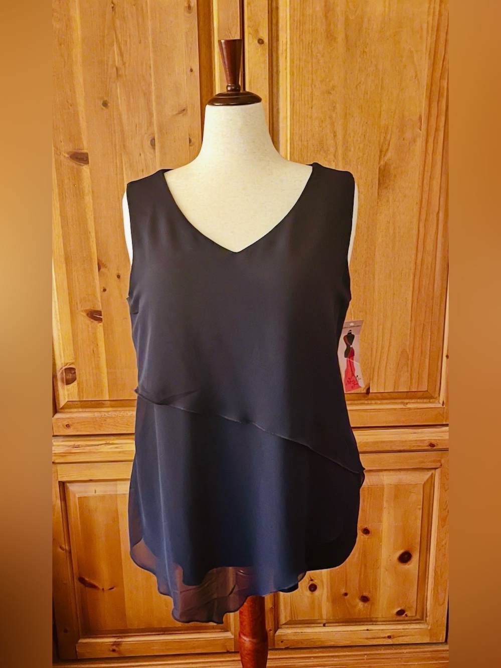 Dark Navy Layered V-Neck Camisole, XL (NWT)